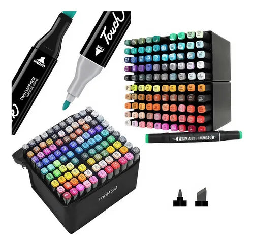 100 Colors Case Bag Dual-Tip Highlighter Pens
