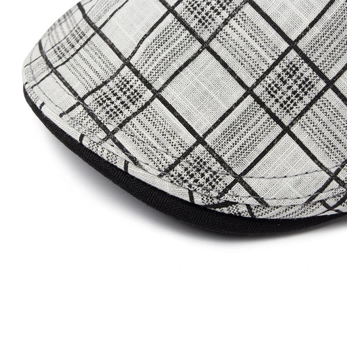 Men’s Vintage Linen Cap with Plaid Pattern | Allegante