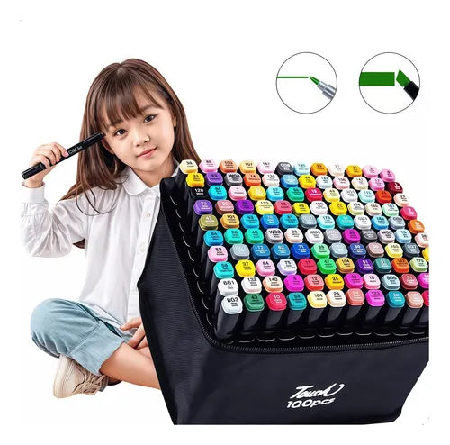 100 Colors Case Bag Dual-Tip Highlighter Pens