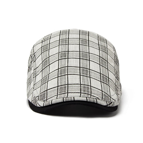 Men’s Vintage Linen Cap with Plaid Pattern | Allegante