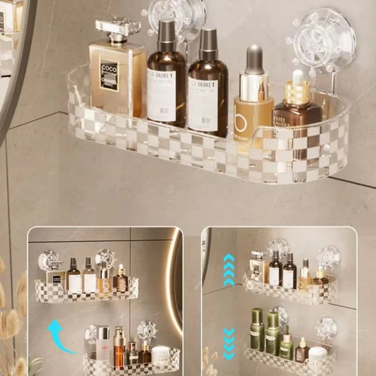 Suction Shelf for Bathroom and Kitchen – Stylish, Drill-Free Organization